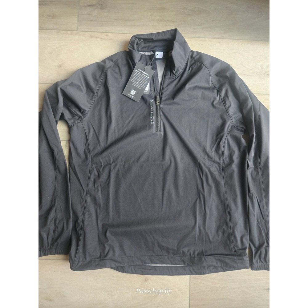 Galvin Green Jacket Mens Medium Lucas Golf  1/2 Zip Pullover Black Windproof NWT